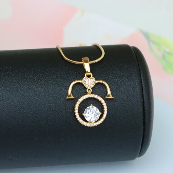 "Rose Gold Aries Zodiac Pendant with Shimmering CZ and Horn Motif, XPPT1545 - Picture 6 of 13